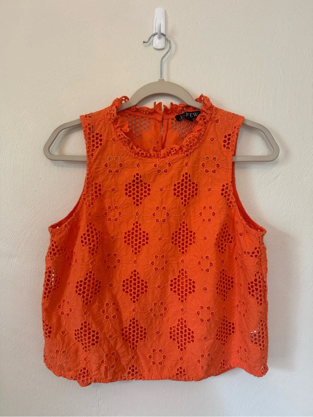 J. Crew Orange Sleeveless Eyelet Top